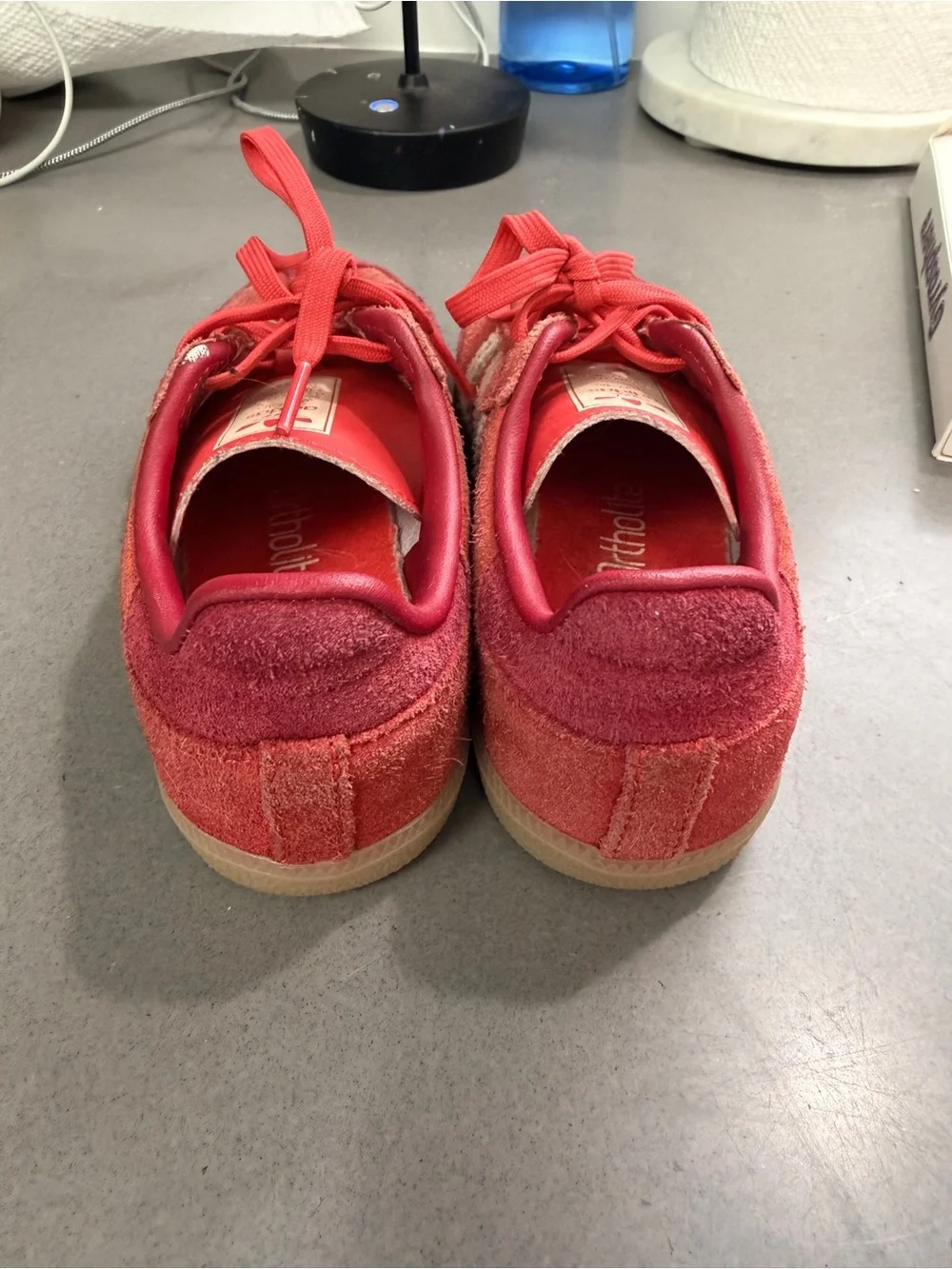 adidas Samba Kids Red Suede Sneakers with White Stripes